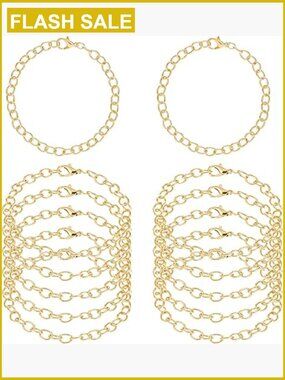 12 Gold Plated Chain Bracelets for DIY Charm Bracelet Making